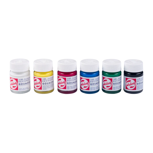 Tempere Talens Gouache Mixing Primary Set 6 x 16 ml in Vetro - immagine 2