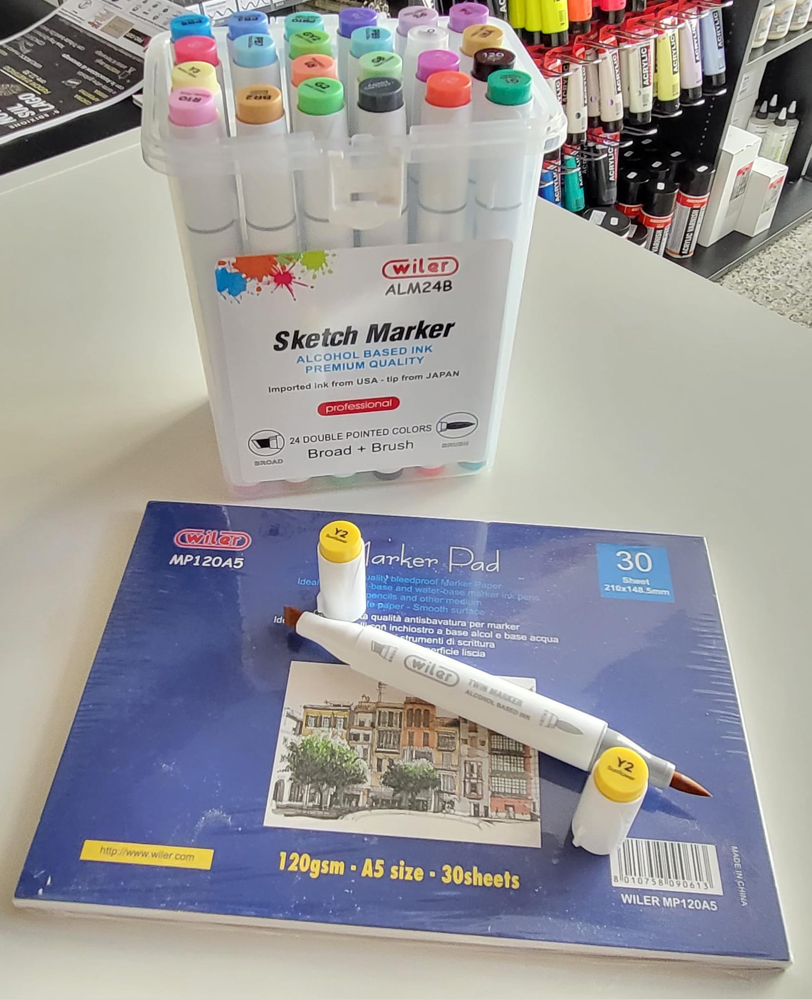 Marker Doppia Punta 24 Colori Wiler - immagine 5