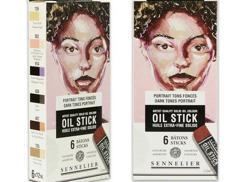 Sennelier Set 6 Mini Oil Stik Ritratto Tonalità Scure
